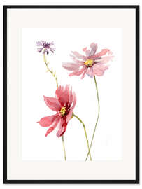 Gerahmter Kunstdruck Kosmea und Kornblume