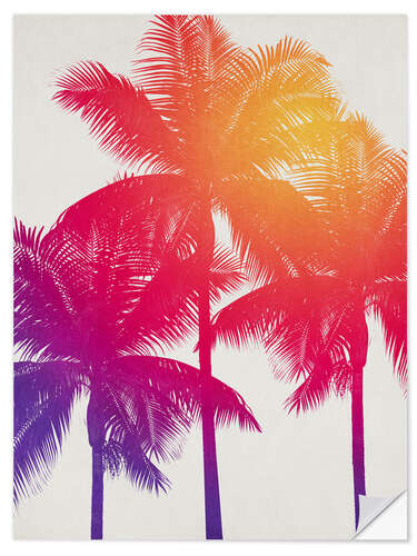 Selvklebende plakat palm tree colours