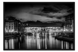 Gerahmter Kunstdruck FLORENZ Ponte Vecchio bei Sonnenuntergang