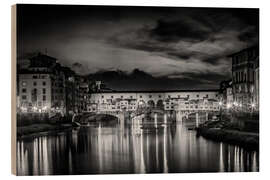 Wood print FLORENCE Ponte Vecchio at Sunset