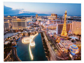 Print på skumplade View on Bellagio fountain and the Strip, Las Vegas, Nevada, USA