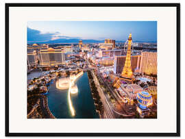 Gerahmter Kunstdruck Blick auf Bellagio Brunnen und dem Strip, Las Vegas, Nevada, USA