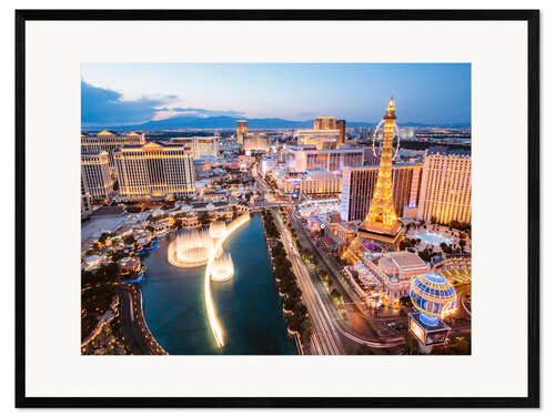Inramat konsttryck View on Bellagio fountain and the Strip, Las Vegas, Nevada, USA