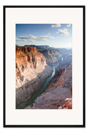 Gerahmter Kunstdruck Landschaft: Sonnenuntergang über Colorado River, Grand Canyon, USA