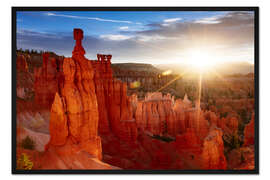 Gerahmter Kunstdruck Landschaft: Schöner Sonnenaufgang am Bryce Canyon, Utah, USA