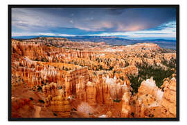 Gerahmter Kunstdruck Dramatische Sonnenuntergang über Bryce Canyon, Utah, USA