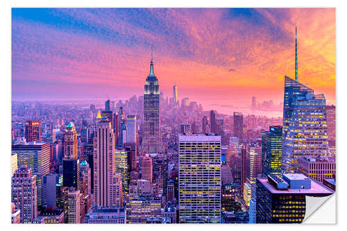 Selvklebende plakat New York City Colorfull Sunset