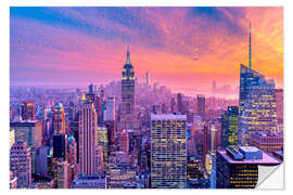 Selvklebende plakat New York City Colorfull Sunset