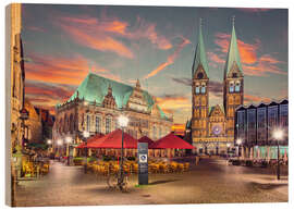 Holzbild Bremen - Marktplatz, Rathaus, Altstadt