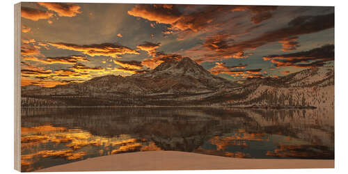 Wood print alpine lake