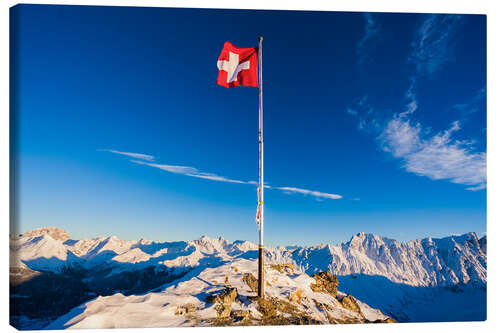 Canvas print Piz Martegnas summit in Grisons