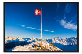 Gerahmter Kunstdruck Gipfel Piz Martegnas in Graubünden