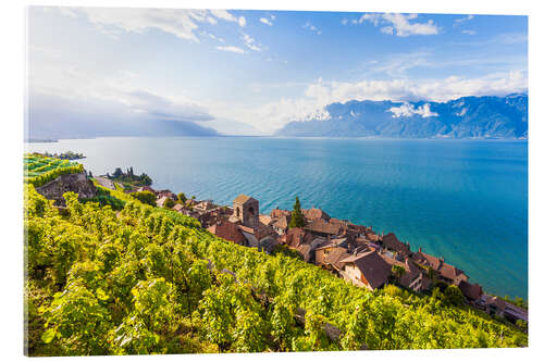 Acrylglasbild Weindorf St. Saphorin im Lavaux