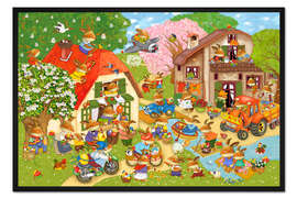 Gerahmter Kunstdruck Im Osterhasendorf