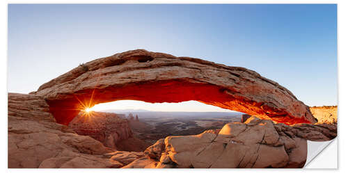 Sticker mural Panoramic of Mesa arch at sunrise, Canyonlands, Utah, USA