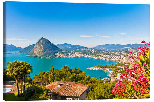 Quadro em tela Lugano at Lake of Lugano