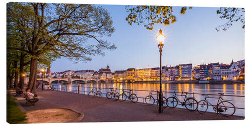 Leinwandbild Basel am Abend