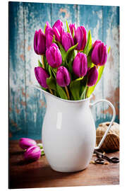 Magnettafel Lila Tulpen in einer Emaillekanne