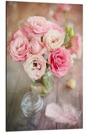 Magnettafel Romantischer Rosenstrauß mit Feder