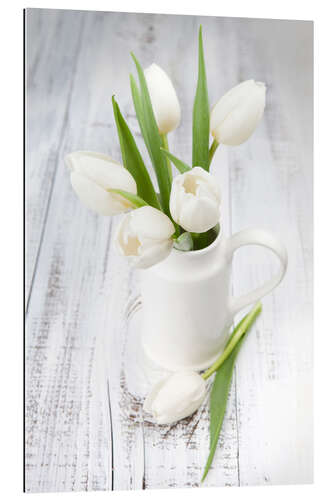 Gallery print White tulips on whitewashed wood