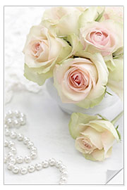 Wall sticker Pastel-colored roses with pearls