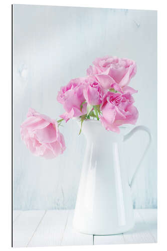 Galleritryk Pink roses in white jug