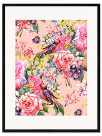 Framed art print Roses and birds