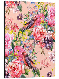 Magnettafel Rosen und Vögel