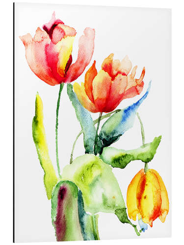 Aluminium print Three Tulips