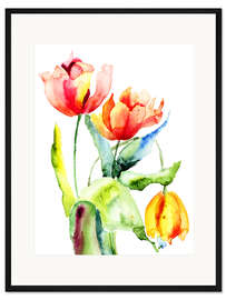 Gerahmter Kunstdruck Drei Tulpen