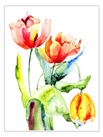 Wall print  Three Tulips