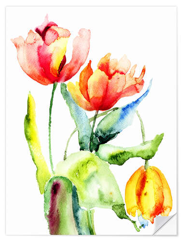 Selvklebende plakat Three Tulips