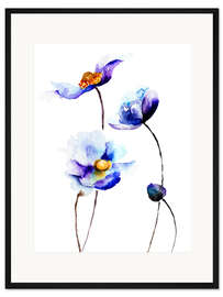 Gerahmter Kunstdruck Blaue Blüten