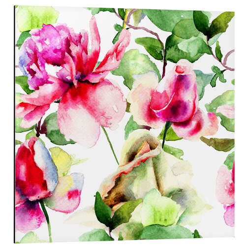 Aluminiumtavla Roses Watercolor