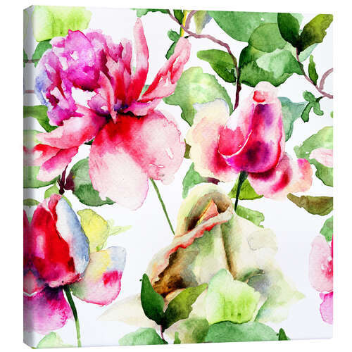 Canvastavla Roses Watercolor