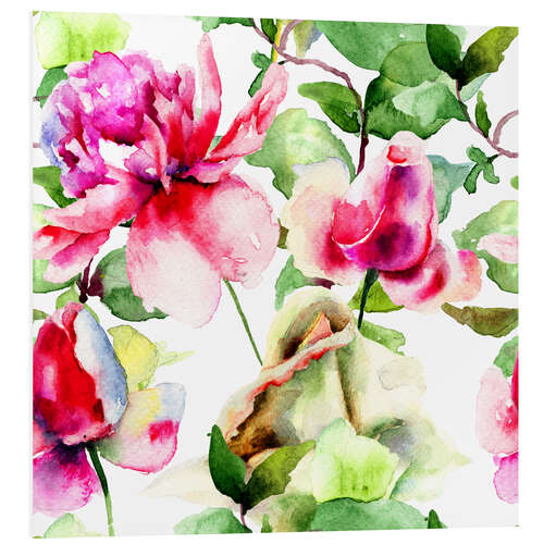 Foam board print Roses Watercolor