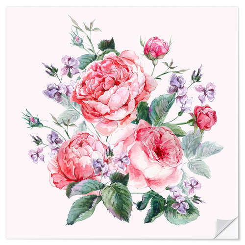 Sticker mural Bouquet of English roses