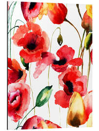 Aluminium print Poppy and Tulips flowers