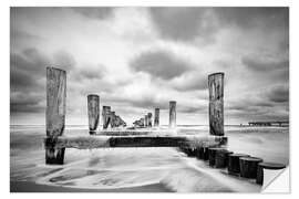 Wall sticker Groynes on the Baltic Sea coast in Zingst, Germany