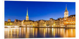 Foam board print Zurich at night