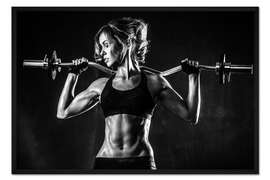 Gerahmter Kunstdruck Sportlerin mit Langhantel I