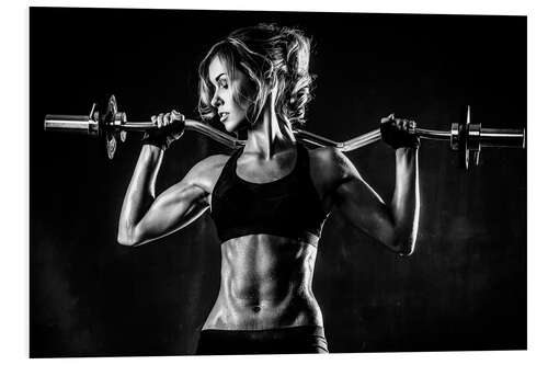 Foam board print Sportswoman with a barbell I