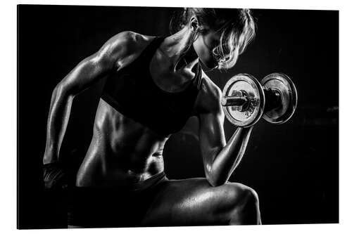 Cuadro de aluminio Mujer deportista con pesas II