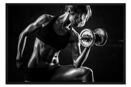 Gerahmter Kunstdruck Sportlerin mit Hantel II