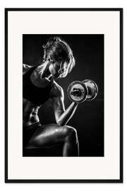 Gerahmter Kunstdruck Sportlerin mit Hantel I