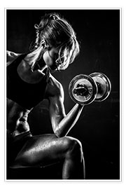 Plakat  Sportslig kvinde med håndvægt I
