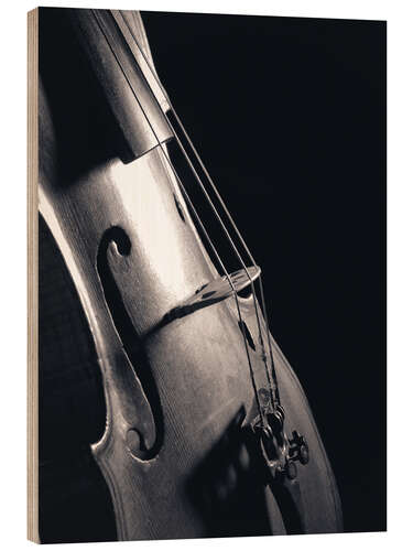 Wood print Violin on black background