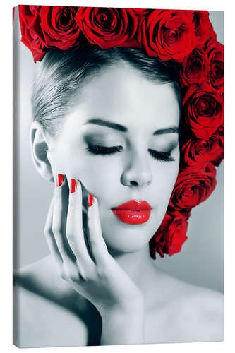 Canvas print Rose lady with red lips