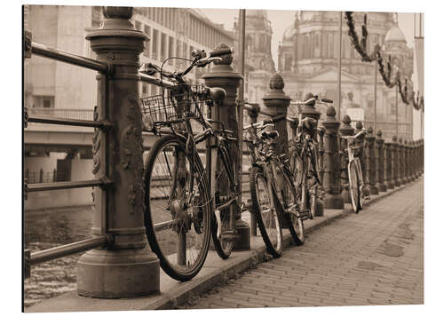 Tableau en aluminium Bicyclettes sur la promenade