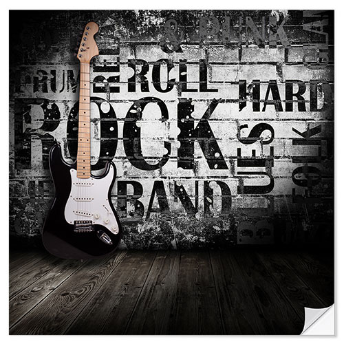 Wandsticker E-Gitarre an einer Wand